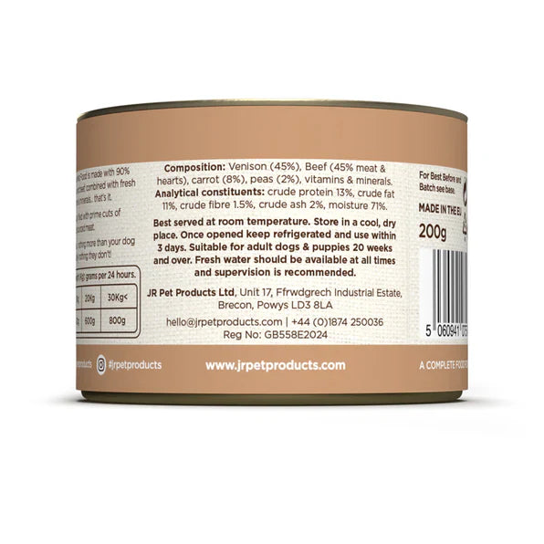 JR Complete Wellbeing 90% Meat Wet Dog Food - Venison & Beef