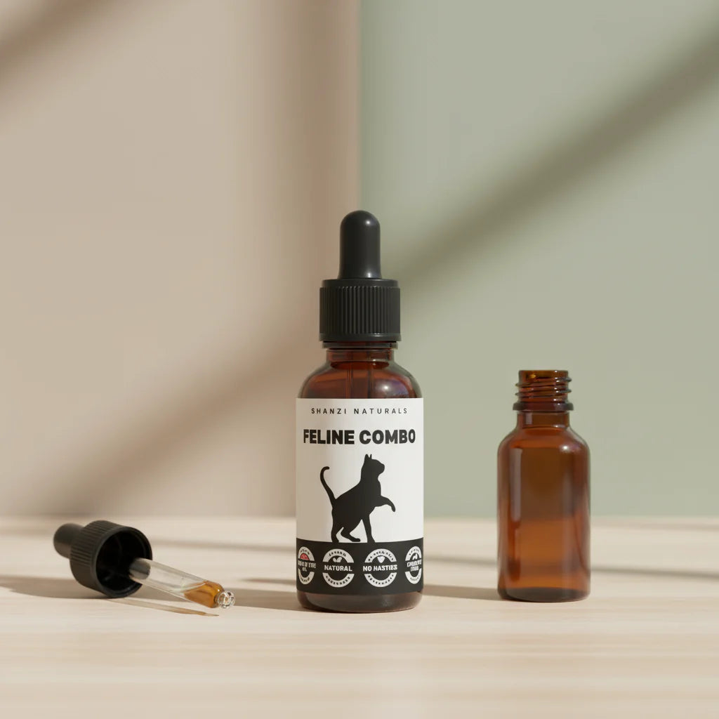 Bottle of Shanzi Naturals Feline Combo on a white background