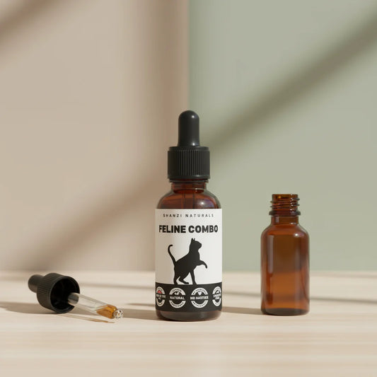 Bottle of Shanzi Naturals Feline Combo on a white background