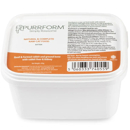Quail & Farmed Rabbit & Ground Bone with Rabbit Liver & Kidney - 450g
